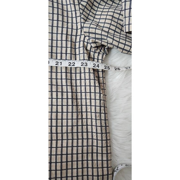 Geoffrey Beene Mens Button Down Shirt Off White Black Windowpane Short Sleeve L - Picture 3 of 5